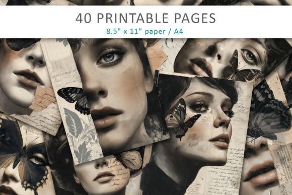 Download Vintage Woman Butterfly Junk Journal - Butterfly junk journal Collection