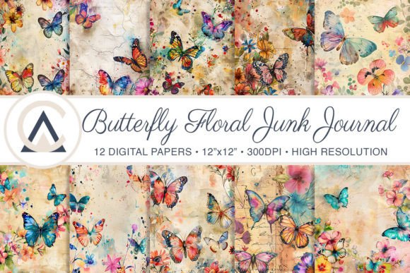 Download Watercolor Floral Butterfly Junk Journal - Butterfly junk journal Collection