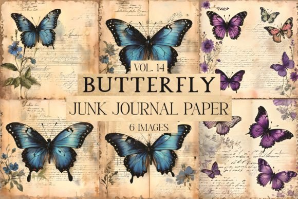 Download Butterfly Junk Journal Paper Vol. 14 - Butterfly junk journal Collection
