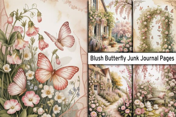 Download Blush Butterfly Junk Journal Pages - Butterfly junk journal Collection