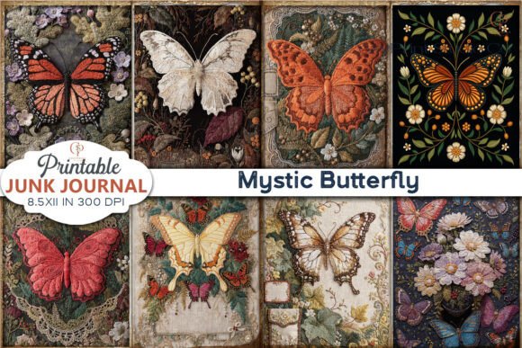 Download Mystic Butterfly Junk Journal Pages - Butterfly junk journal Collection